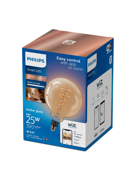 Bombilla LED gigante Globo inteligente E27 6W Wiz de Philips 8719514372160 | LeonLeds