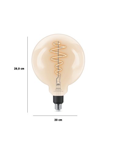 Dimensiones Bombilla LED Globo inteligente G200 de cristal transparente 6,7W - 40W G200 8719514372146 | LeonLeds