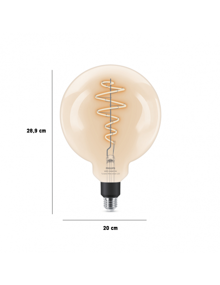 Dimensiones Bombilla LED Globo inteligente G200 de cristal transparente 6,7W - 40W G200 8719514372146 | LeonLeds