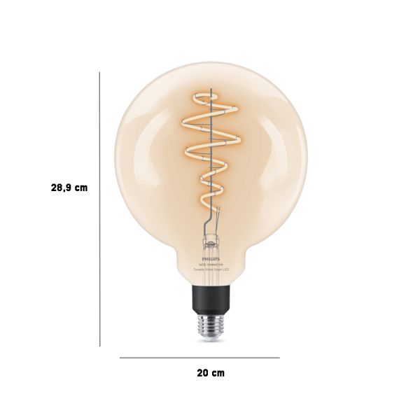 Dimensiones Bombilla LED Globo inteligente G200 de cristal transparente 6,7W - 40W G200 8719514372146 | LeonLeds