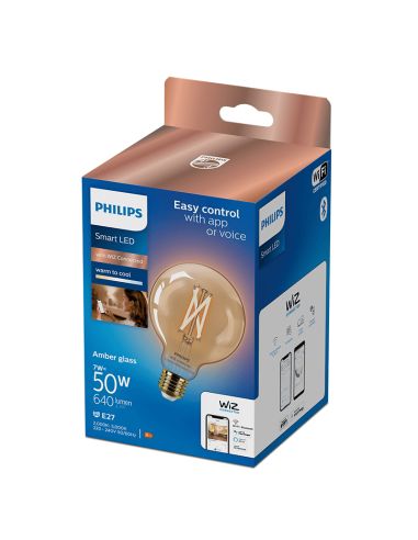 Bombilla LED G95 de cristal ambar 7W - 50W 8719514372207 Philips | LeonLeds
