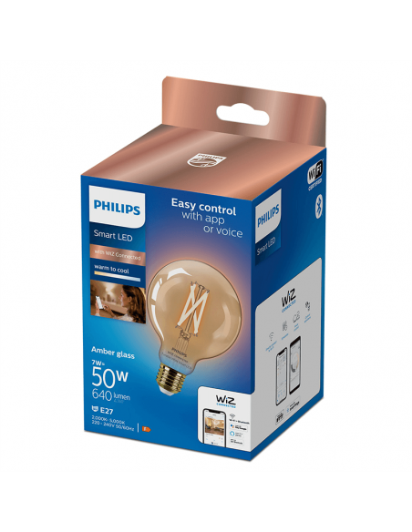 Ampoule LED G95 verre ambré 7W - 50W 8719514372207 Philips | leonleds