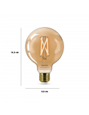Dimensiones Bombilla LED G95 de cristal ambar 7W - 50W 8719514372207 Philips | LeonLeds