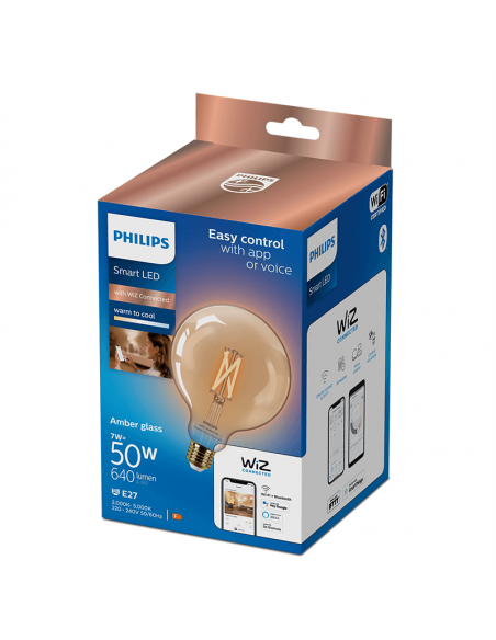 Bombilla LED G120 de cristal ambar 7W - 50W 2.000K - 5.000K  8719514372122 | LeonLeds