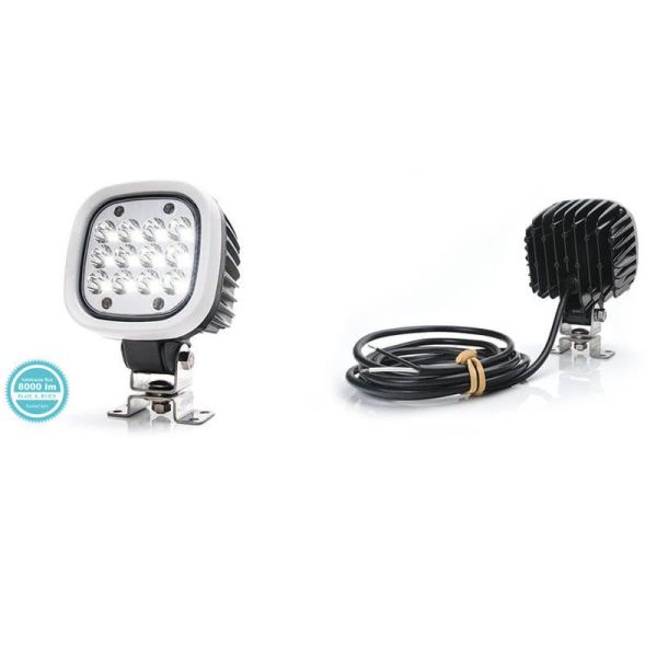 Faro de trabajo LED muy potente 8000Lm de largo alcance 12V-70V EMC R10 Was | LeonLeds