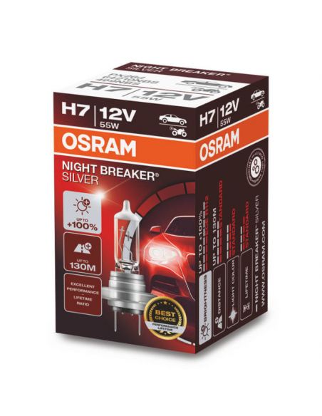 Bombilla H7 Night Breaker Silver 12V +100% Osram - 1 Unidad 64210NBS | LeonLeds