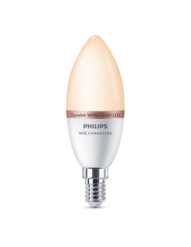LED Smart Candle Bulb E14 4,9W - 40W Tonalidade regulável 2.700K - 6500K Wiz Philips | leonleds