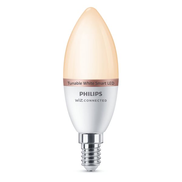 Bombilla LED Vela Inteligente E14 4,9W - 40W Tonalidad Regulable 2.700K - 6500K Wiz Philips | LeonLeds