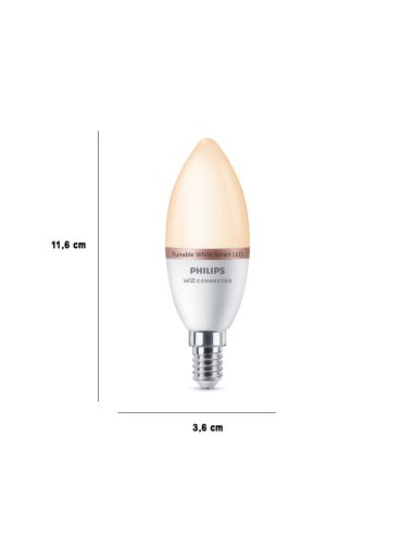 Bombilla LED Vela Inteligente E14 4,9W - 40W Tonalidad Regulable 2.700K - 6500K Wiz Philips | LeonLeds
