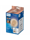 Bombilla Globo G125 con Tonalidad Regulable 7W - 60W 2.700K - 6.500K Wiz Connect Cristal Transparente Philips | LeonLeds