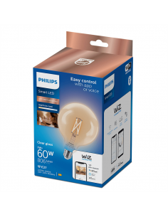 Bombilla Globo G125 con Tonalidad Regulable 7W - 60W 2.700K - 6.500K Wiz Connect Cristal Transparente Philips | LeonLeds