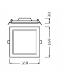 Dimensiones Downlight LED 12W cuadrado SQ155 de 1020Lm IP20 Corte 15,5Cm X 15,5Cm Eco Glass LedVance | LeonLeds