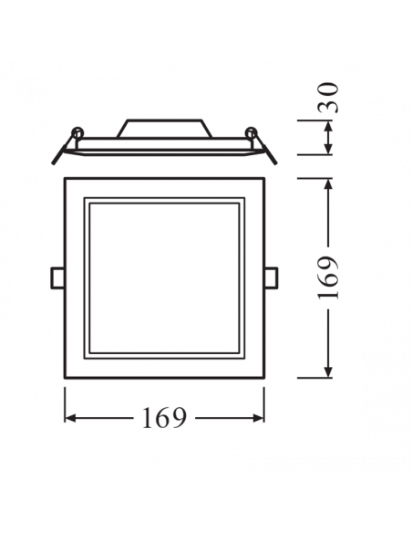 Dimensões Downlight LED Quadrado 12W SQ155 de 1020Lm IP20 Corte 15,5Cm X 15,5Cm Vidro Eco LedVance | leonleds
