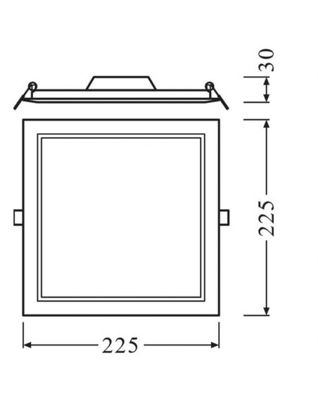 Dimensiones Downlight LED 18W cuadrado SQ210 de 1530Lm IP20 Corte 21Cm X 21Cm Eco Glass LedVance| LeonLeds