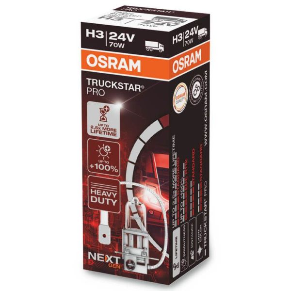 Bombilla H3 de 24V muy potente TruckStar Pro +100% 70W 64156TSP Osram | LeonLeds