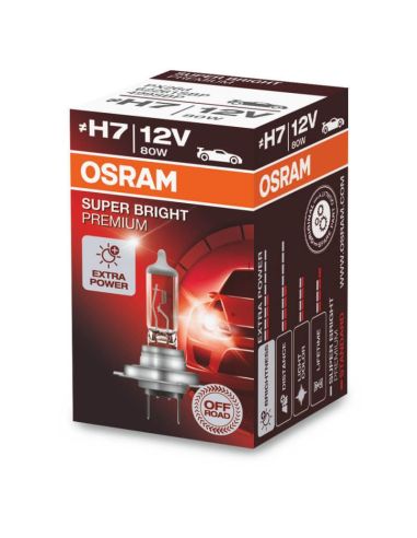 Bombilla H7 muy potente con 80W de 12V Super Bright Premium (1 Unidad) 62261SBP Osram | LeonLeds