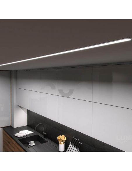 Perfil de alumínio para uma ou duas fitas de LED para embutir no teto Intalia 2,02m Lumines | leonleds
