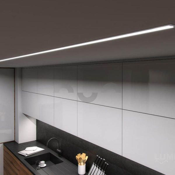 Perfil Aluminio para una o doble tira LED para empotrar en el techo Intalia 2,02m Lumines | LeonLeds