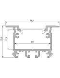 Dimensiones Perfil Aluminio para una o doble tira LED para empotrar en el techo Intalia 2,02m Lumines | LeonLeds