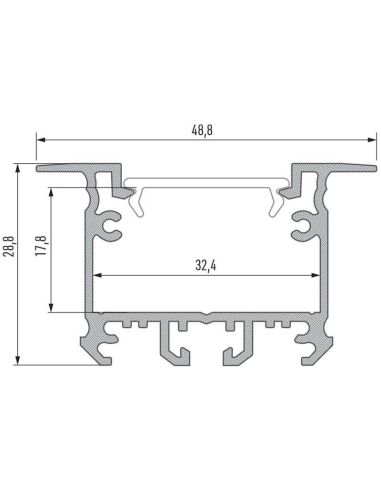 Dimensions Profilé en aluminium pour un ou deux rubans LED à encastrer dans le plafond Intalia 2,02m Lumines | leonleds