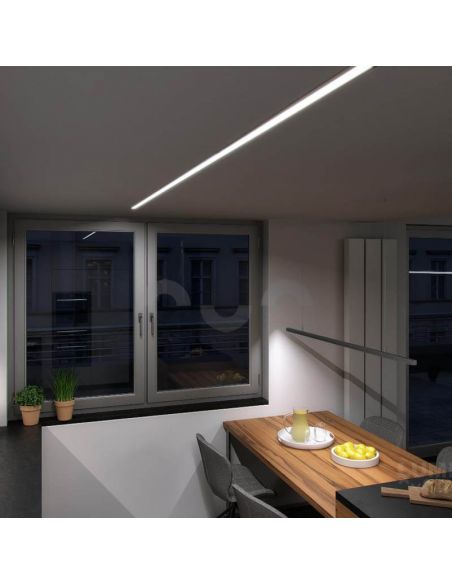 Perfil de alumínio para uma ou duas fitas de LED para embutir no teto Intalia 2,02m Lumines | leonleds