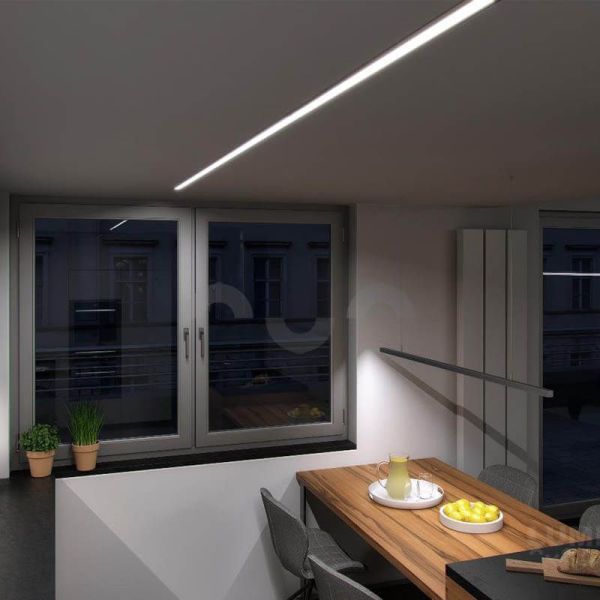 Perfil Aluminio para una o doble tira LED para empotrar en el techo Intalia 2,02m Lumines | LeonLeds