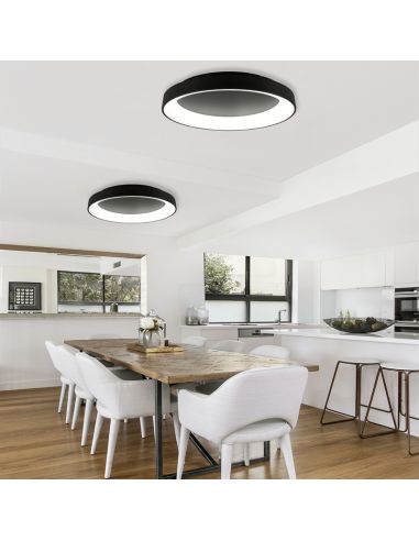 Plafonnier LED Girona rond orientable noir d'ambiance