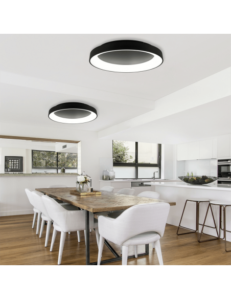 Plafonnier LED Girona rond orientable noir d'ambiance
