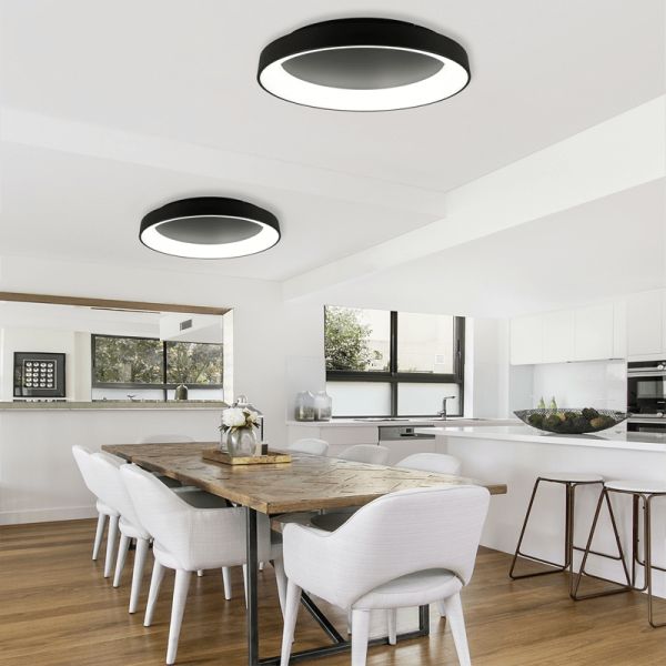 Girona redonda LED luz de teto ajustável ambiente preto