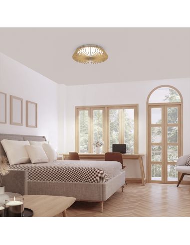 Plafonnier LED finition bois circulaire format 7964 7967 | leonleds