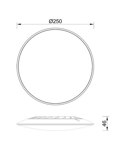 Medidas de luz de teto LED branca fina de 16 W