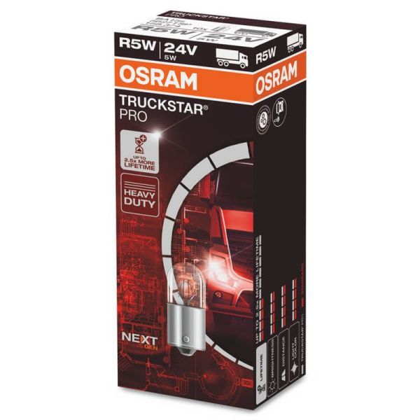 Bombilla R5W 24V BA15s Halógena TruckStar PRO Osram 5627TSP 4062172158374 | LeonLeds