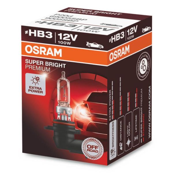Bombilla HB3 muy potente con 100W de 12V Super Bright Premium (1 Unidad) 69005SBP Osram | LeonLeds