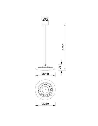 Lámpara colgante LED Slim circular blanca pequeña medidas
