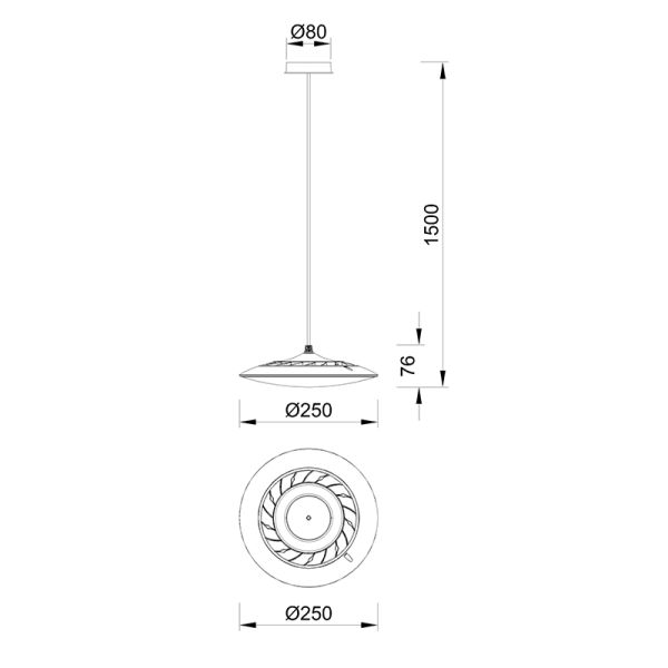 Lámpara colgante LED Slim circular blanca pequeña medidas