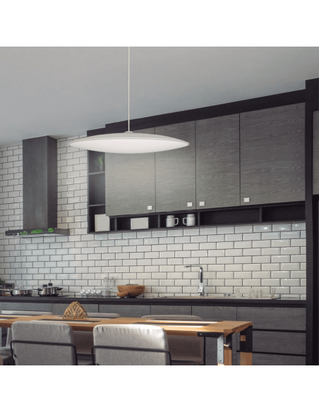 Candeeiro pendente LED Slim circular branco ambiente