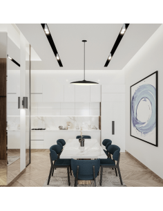 Lâmpada de teto pequena redonda e fina LED preta 2