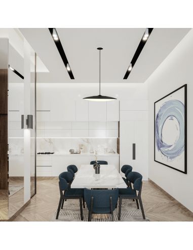 Lámpara de techo LED negra redonda Slim ambiente