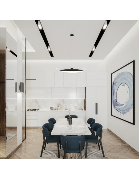 Lámpara de techo LED negra redonda Slim ambiente
