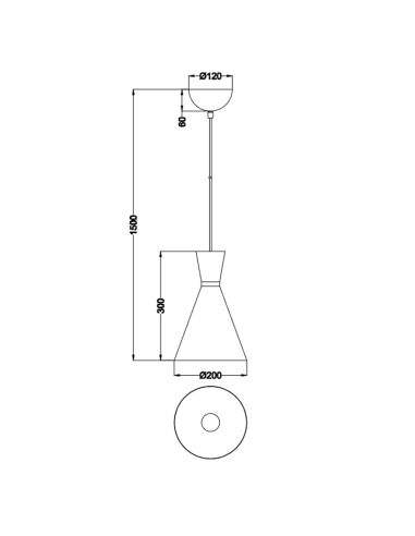 Dimensions de Plafonnier design moderne en métal Enzo 1 X E27 | leonleds