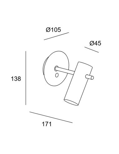 Applique murale Nude 1xE27 mesures noires