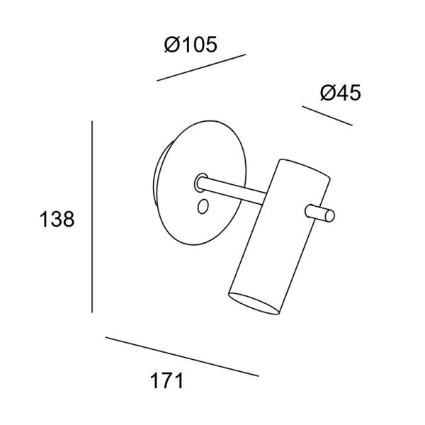 Aplique Nude 1xE27 preto medidas