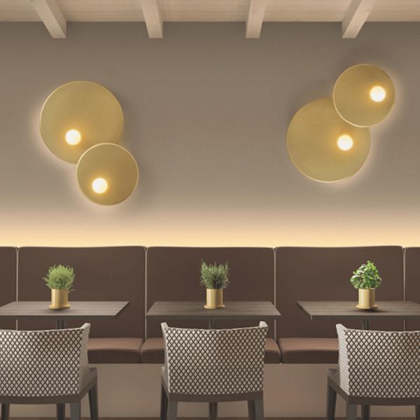 Aplique LED redondo Trip de metal oro ambiente