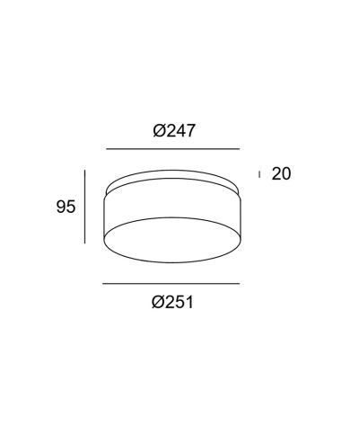 Mesures du plafonnier LED Vetro en verre IP44