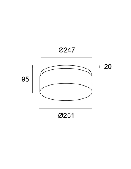 Mesures du plafonnier LED Vetro en verre IP44