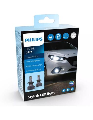 Bombilla LED H7 Ultinon PRO3022 6000K 1.800Lm 12V / 24V Pack 2 Unds. 11972U3022X2 | LeonLeds
