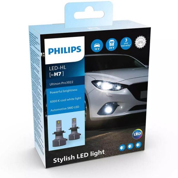 Lâmpada LED H7 Ultinon PRO3022 6000K 1.800Lm 12V / 24V Pack 2 Unid. 11972U3022X2 | leonleds