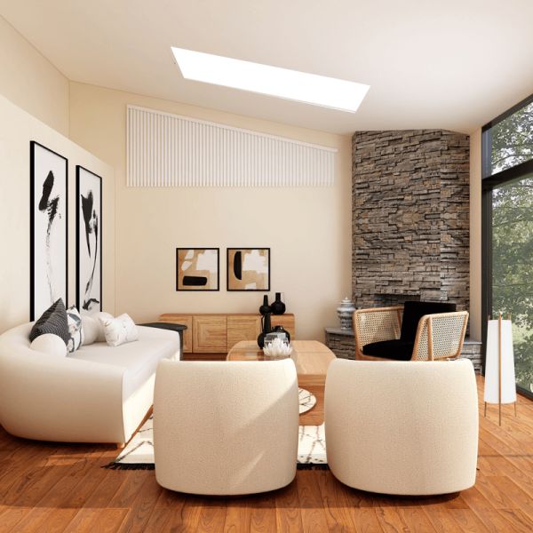 Lámpara de pie de madera Woody 2xE27 ambiente