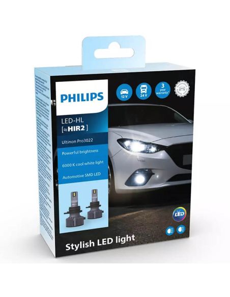 Ultinon PRO3022 HIR2 Lâmpada LED 6000K 1.800Lm 12V / 24V Pack 2 Unidades. 11012U3022X2 Philips | leonleds