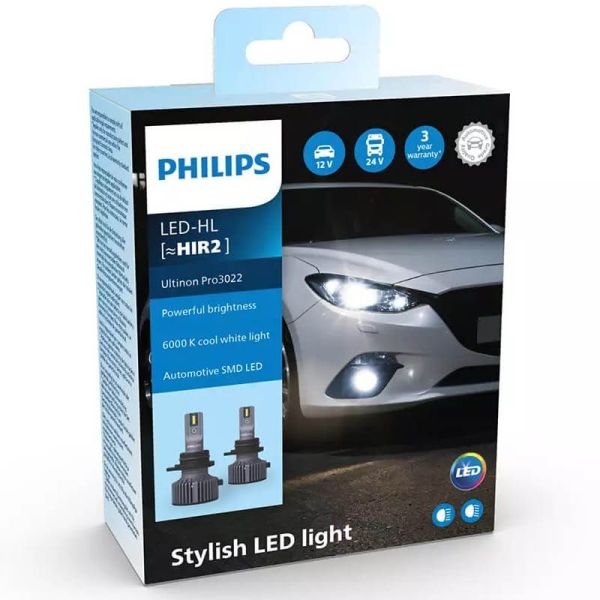 Ultinon PRO3022 HIR2 Lâmpada LED 6000K 1.800Lm 12V / 24V Pack 2 Unidades. 11012U3022X2 Philips | leonleds